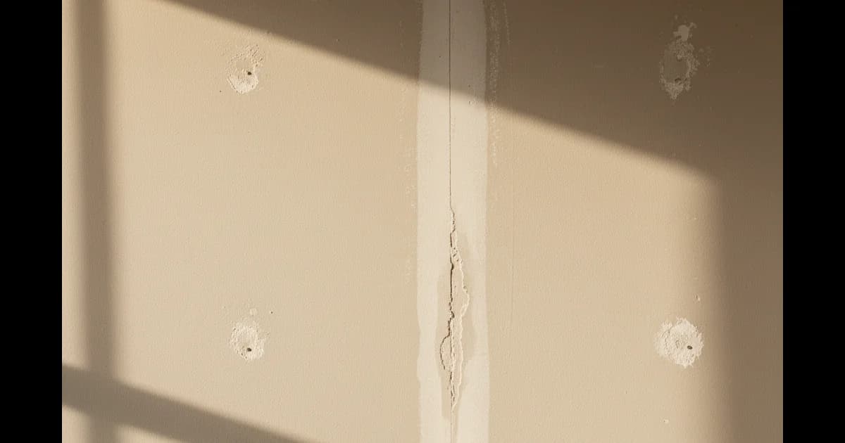 Builder-grade drywall nail pops and seam cracks in an Ashburn VA townhome — before and after professional finishing by HouseWorks