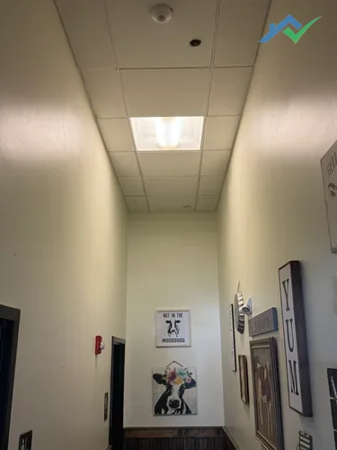 Restored drop ceiling at Ashburn VA restaurant after HouseWorks completed tile replacement