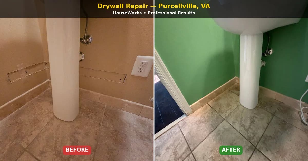 Guest Bathroom Drywall Repair in Purcellville, VA - HouseWorks Northern Virginia