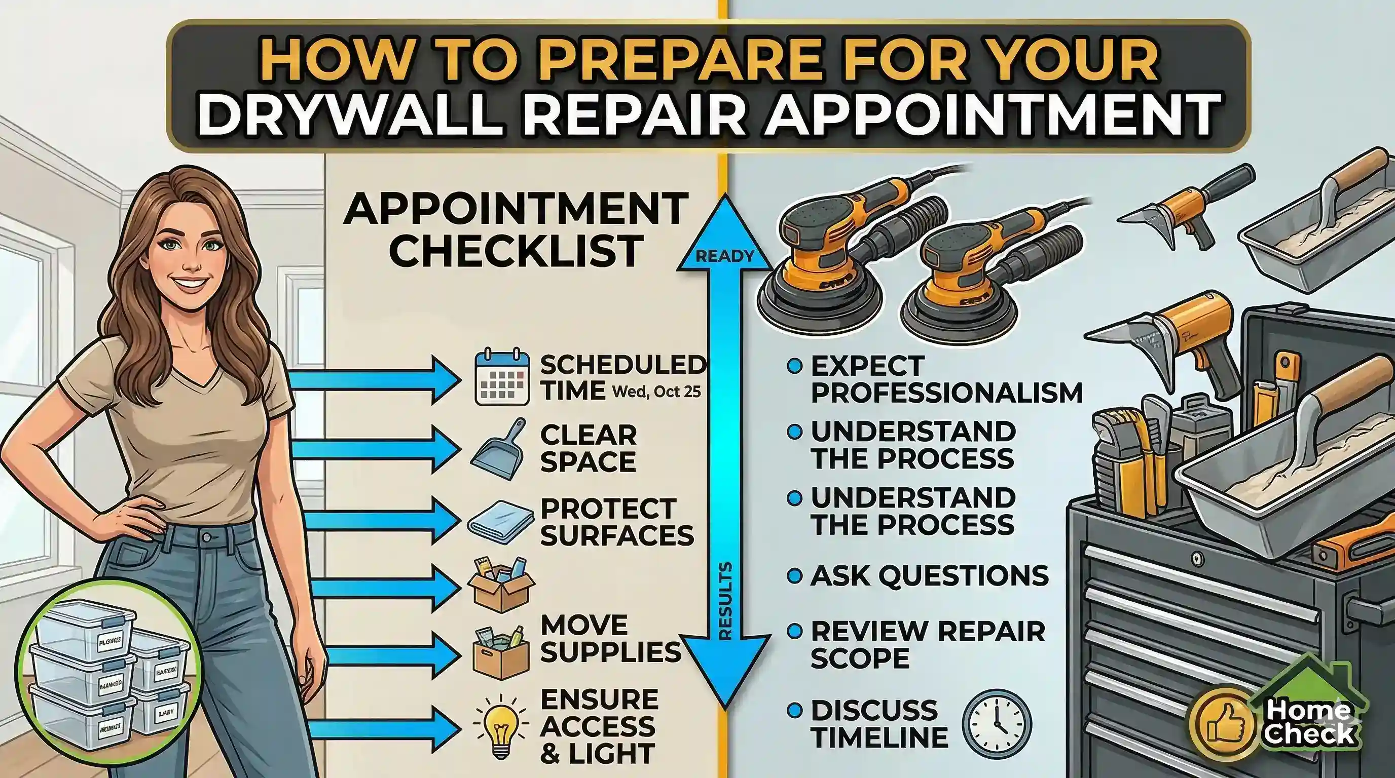 Preparing for drywall repair appointment